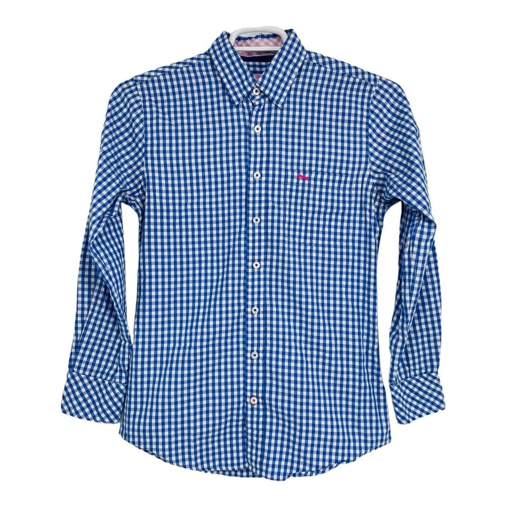 Arturo Calle Golf Mens‎ Sz P S Long Sleeve Checkered Blue And Pink Shirt